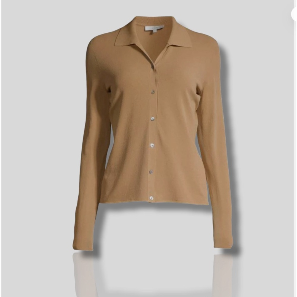 Vince Long Sleeve Cardigan Sweater, Large, Quiet Luxury